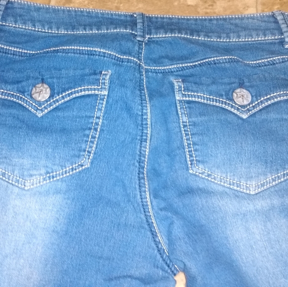 Juniors Twentyone Black Rue 21 Jeans 5/6R  Blue Denim Boot Cut Button Pockets - Picture 6 of 6